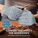 2 x HandLove Cut Resistant Gloves, 100% Food Contact Safe, CE Level 5 Premium Protective Cutting Gloves (Medium, Blue)