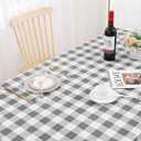 misaya Rectangle Waterproof Vinyl Table Cloth, Buffalo Flannel Backed Tablecloth, Wipeable Plastic Table Cover for Dinner, Kitchen, Outdoor (60" x 84", Grey and White)