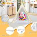 6 Pack Teepee Tent for Kids [Thickened] with Light String and Inflatable Airbed, Slumber Party Tents, Sleepover Tents Party for Girls Boys Indoor Outdoor (White)