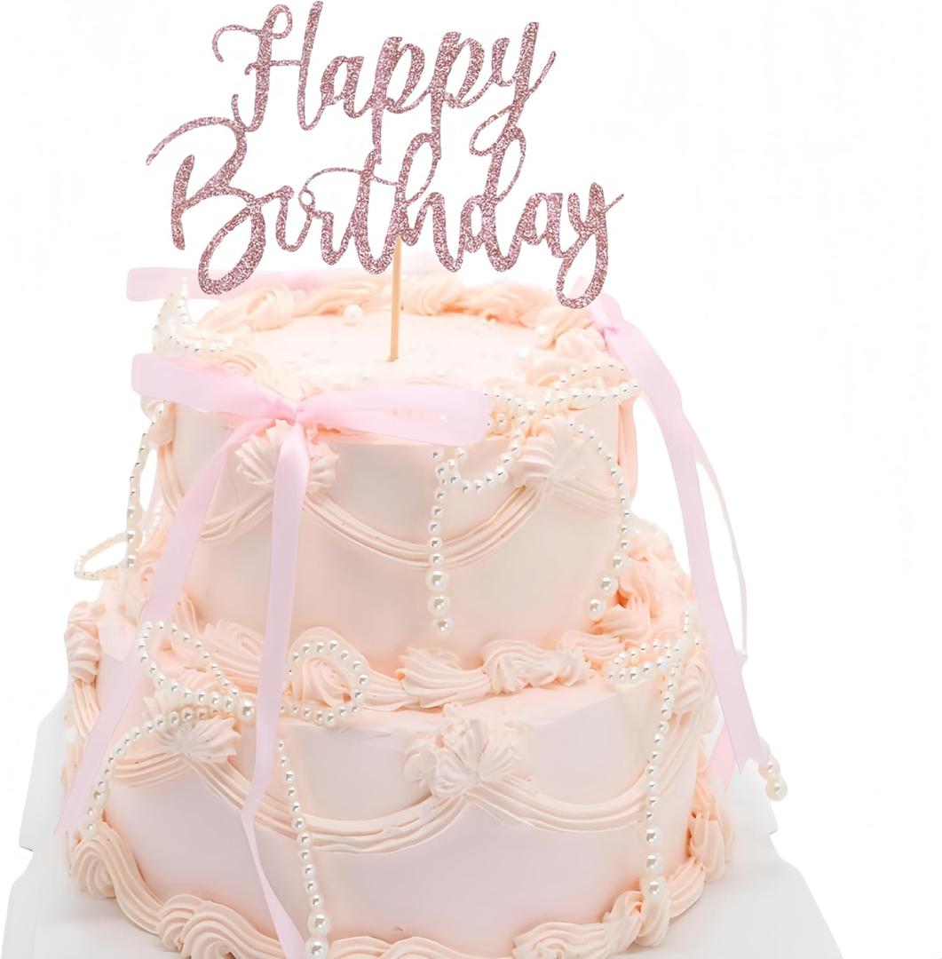 26PCS Ribbon Bow Cake Topper Pearl Bow Party Supplies Bow Theme Cake Topper