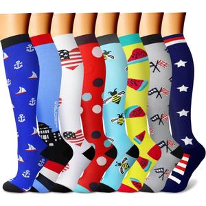 CHARMKING Compression Socks for Women & Men Circulation (8 Pairs) 15-20 mmHg Best Calf Socks Support for Athletic Cycling