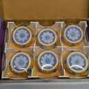 6 Pc Set Decorated Golden Clay MATKI with Blue and White Wax Filled Diya | Diwali Pooja Handmade Dia | Terracotta - Natural EARTHEN Diya - Handpainted with MDF Gift Package