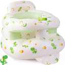 Upgraded Inflatable Baby Seat with Safety Guardrails, Thicker Sit Me Up Floor Seat for Baby Chair Sit Me Up, Blow Up Baby Chair Built in Air Pump for Babies 3-36 mth (Green Dinosaur -Guardrail)