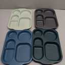 Shopwithgreen Divided Plates for Kids Adults, 12 Inch (4PCS) Plastic Unbreakable Section Plates, Large Lightweight Reusable Compartment Lunch Trays, BPA Free Dishwasher & Microwave Safe, Coastal 