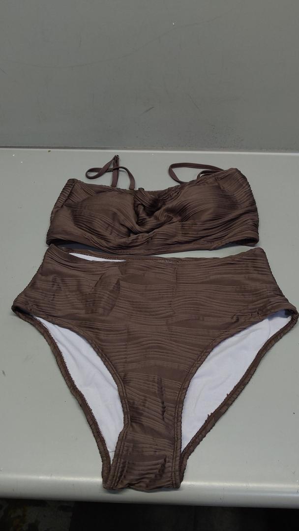 Herseas 2 Piece Bestselling Bikini Set U-Wire Cutout Swimsuit High Waisted Textured 2025 Summer Beach Swim Bathing Suits size L 