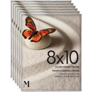 MANTELLO ESSENTIALS 8 x 10 Photo Frame Set, 8 x 10 White Picture Frames, Front Loading Picture Frames 8x10, Set of 6