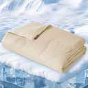 ZOMISIA Cooling Blanket for Large Dogs - High Cold Washable Pet Mat, Travel Soft Dog Summer Essentials, Khaki, 40"x50"