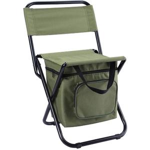 Foldable Fishing Chair with Cooler Bag, 3 in 1 Backpack Cooler Chair with Backrest, Lightweight Insulated Portable Fishing Chair for Fishing Hunting Hiking Travel, Standard