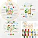 HAND U JOURNEY Beginner's Embroidery Kit - 28 Stitch Techniques, Stamped Flower and Mushroom Patterns, Hoop, Threads, Needles, Instructions & Video - Ideal for Beginners