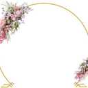 Putros 8FT Gold Round Backdrop Stand Metal Circle Balloon Arch Frame Wedding Arch for Ceremony Birthday Party Anniversary Bridal Graduation Decoration