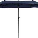 PHI VILLA 13ft Double-Sided Twin Outdoor Patio Umbrella Market Umbrella (Navy)