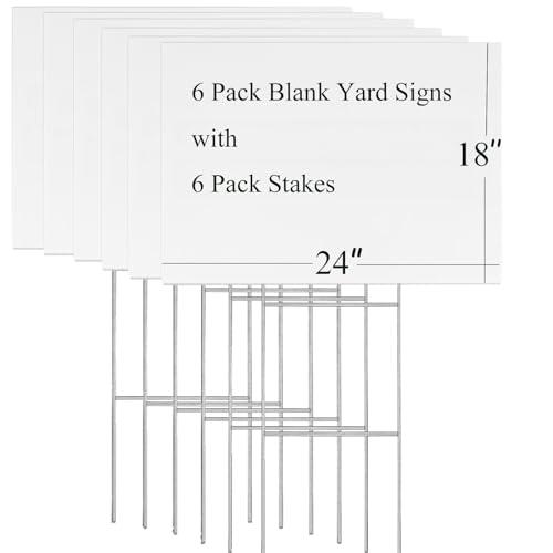 Blank Yard Signs with Stakes, 6 Pack Lawn Signs 18x24 Inches, Custom Double Sided for Yard Sale Signs Outdoor, Garage Sale, Party Decorations (18x24inch)