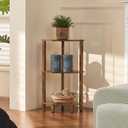 YUFAM 3-Tier Corner Shelf with Sturdy 5-Leg Base, Wooden Corner Bookshelf for Small Spaces, Small Corner Table for Living Room, Bedroom, Office, Brown