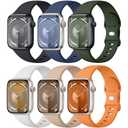 Maledan Compatible with Apple Watch Band 38mm 40mm 41mm 42mm 44mm 45mm 49mm 46mm Women Men, 6 Pack Silicone Sport Band Strap Wristband for Apple Watch iWatch Bands Series 11 10 9 8 7 6 5 4 3 SE Ultra