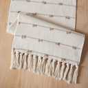 Caflife Boho Table Runner 72 Inchs Long for Modern Farmhouse Room Home Decor, Taupe and Beige Coffee Table Runner, Natural Cotton Woven with Tassels Neutral, for Kitchen Dining Table Decor