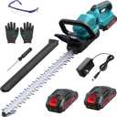 22'' Cordless Hedge Trimmer with 2 Rechargeable Batteries & Charger, 3000RPM Brushless Electric Handheld Bush Clipper, 180 Rotatable Head, 2/3'' Blade Gap, Gardening Gifts for Fathers Day
