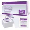 HCS Large Alcohol Prep Pads - 70% Isopropyl Alcohol Wipes, Individually Wrapped - 2 ply, Textured, Sterile Skin Prep Swabs (400/Box)