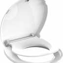 Round Toilet Seat 16.5'' with Toddler Seat,Potty Training Seat Built-in Toilet Seat,2 in 1 Fits Both Adult and Child, Slow Close,Magnets- Round,No Slapping,Easy Installation,Safe PP Material,White
