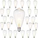 ST35 Replacement Bulbs,25 Pack Edison Light Bulbs fits C7/E12 Base,Shatterproof 5watt Incandescent Bulbs,String Light Bulbs for Indoor Outdoor Garden,Backyard,Warm White