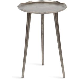 Kate and Laurel Alessia Modern Round Metal Side Table; 15 x 15 x 22; Silver; Decorative Glam Cast Aluminum End Table with Deckled Edge for Bedroom Nightstand or Living Room Accent