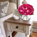Hollyone Hydrangea Artificial Flowers with Glass Vase Fuchsia Silk Faux Flowers Arrangements in Vase with Faux Water Fake Floral Bulk Bouquet for Home Decor Table Centerpiece Decorations