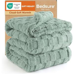 Bedsure GentleSoft Blankets Queen Size for Bed - Super Soft Cozy Blanket for Women Men Girls, Large Fuzzy Fleece Throw for Bedroom Decor, Sage Green, 90x90 Inches