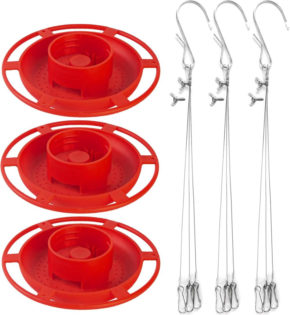 3 PCS,Birds Feeder for Outside Hanging,Wild Birds Feeders Suitable for Mason Jar (2.75 in Diameter-8/16/24/32oz) No Jar Included,Birds Feeders as Garden Gift,Red
