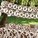 Highland Cow Decorations, 142Pcs Cow Print Plates and Napkins Party Supplies, Brown Cow Birthday Party Decorations Tableware Cups Tablecloth for Cow Baby Shower Farm Cowboy Theme Party