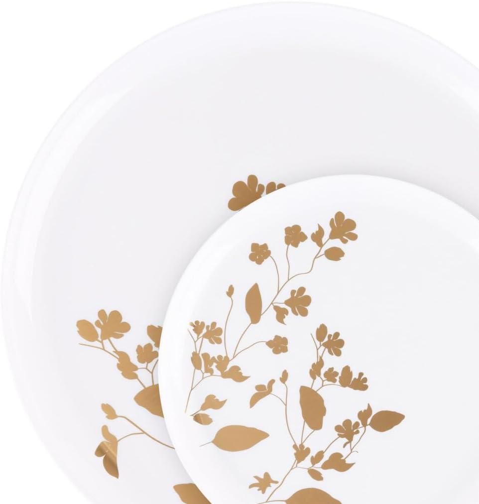 Garden Dinnerware White/Gold 8.6" Plates, Case of 120 (12 packs x 10)