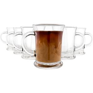 Vikko Glass Coffee Mugs Aroma Collection 13 Ounce Thick and Durable Wide, Set of 6 Heavy Base Dishwasher Safe Large Glass Coffee Cups