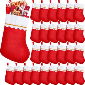 30 Pcs Red Felt Christmas Stockings,Xmas Fireplace Hanging Stockings,Candy Gift Bag Christmas Tree Hanging Decoration,Party Favors Stockings for Family,Holiday,Season Decor
