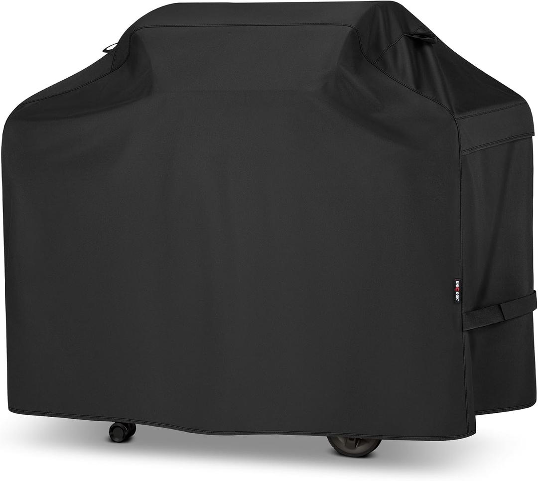 Unicook Grill Cover 60 Inch for Outdoor Grill, Heavy Duty Waterproof BBQ Cover with Side Handles and Air Vents, Weather Resistant, Compatible with Weber Charbroil Nexgrill Kenmore Gas BBQs, Black