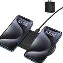 Wireless Charger, 20W Dual Wireless Charging Pad,Fast Charging Pad for Samsung Galaxy S24/S24 Ultra/S23/S22/S21/S20, for iPhone 16/15/14/13/12/11/XR/X, for Airpods 4/3/2/Pro, and More.(with Adapter)