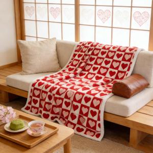 Red Heart Throw Blanket Valentine's Day Blanket Gift for Mom Couple Family Valentines Day Blanket for Girlfriend Blankets Boyfriend Wife Birthday 50"x60" (Pink)