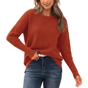 BTFBM Fall Sweaters for Women 2025 Casual Long Sleeve Sweater Striped Loose Fit Pullover Tops Size Medium