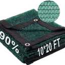 LOVE STORY 10x20FT 90% Dark Green Garden Shade Cloth, Sun Shade Cover Net Mesh Tarp with Grommets, Sunblock Net for Garden,Greenhouse,Plants and Patio