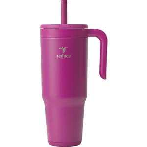 REDUCE Chiller Vacuum Insulated 40 oz Tumbler with Spill-Proof Silicone Straw - Sustainable Tritan Lid with Water Intake Markers - Soft Sit Base Travel Mug - Dishwasher Safe - Berry Bliss