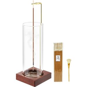 Incense Holder,Wooden Incense Holder for Sticks with 20 Incense Sticks, Anti-ash Incense Burner with Glass Ash Catcher for Meditation Yoga Spa Gift Home Decor (1 Pack)