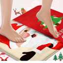 Britimes Bath Mat for Bathroom, Red Christmas Pattern Washable Cover Floor Rug Carpets Floor Mat Bathroom Decorations 18x30 Inches for Kitchen Bedroom Indoor