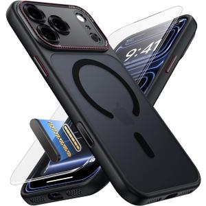 JUESHITUO Magnetic for iPhone 17 Pro Case: Upgraded [Full Camera Protection], with [1X Screen Protector] [Camera Button], 6.3" Case for iPhone 17 Pro, Black