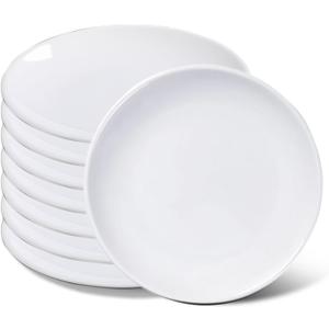 CAMBUY Melamine Plates 8 Pack 8 Inches Plastic Dinner Plates Set Services Lightweight Unbreakable Dinner Dishes for Kitchen Outdoor Camping