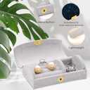 Small Travel Jewelry Box, Portable Jewelry Organizer Case for Women and Girls, Travel Essentials (Navy Blue)