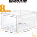 SCAVATA Hat Organizer Box, Stackable Clear Baseball Caps Holder Box Containers with Magnetic Door for Hats Snapback Cap Storag, Hat Rack Display Case, Holds 8 Hats Each (Clear, 6 Pack)