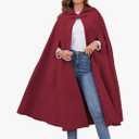 Gihuo Cape Poncho Women's Hooded Maxi Cloak Coat Winter Warm Long Cloak Cosplay Costumes Outerwear