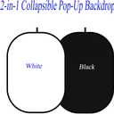 3.3x5ft/1x1.5m Chromakey Black White Backdrop with 6.23ft Stand, 2-in-1 Black Screen White Screen Collapsible Reversible Pop-Up Background Panel for Photography, Live Streaming, Video Shooting