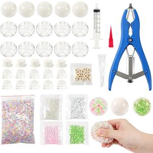 DIY Stress Ball Making Kit,Create Anxiety Relief Toys,15PCS Stress Ball Making Kit Stress Balls, Transparent Blank Skins with Air Pump & Expander Tool for Pressure Squishy Balls for Adult （1 Set）