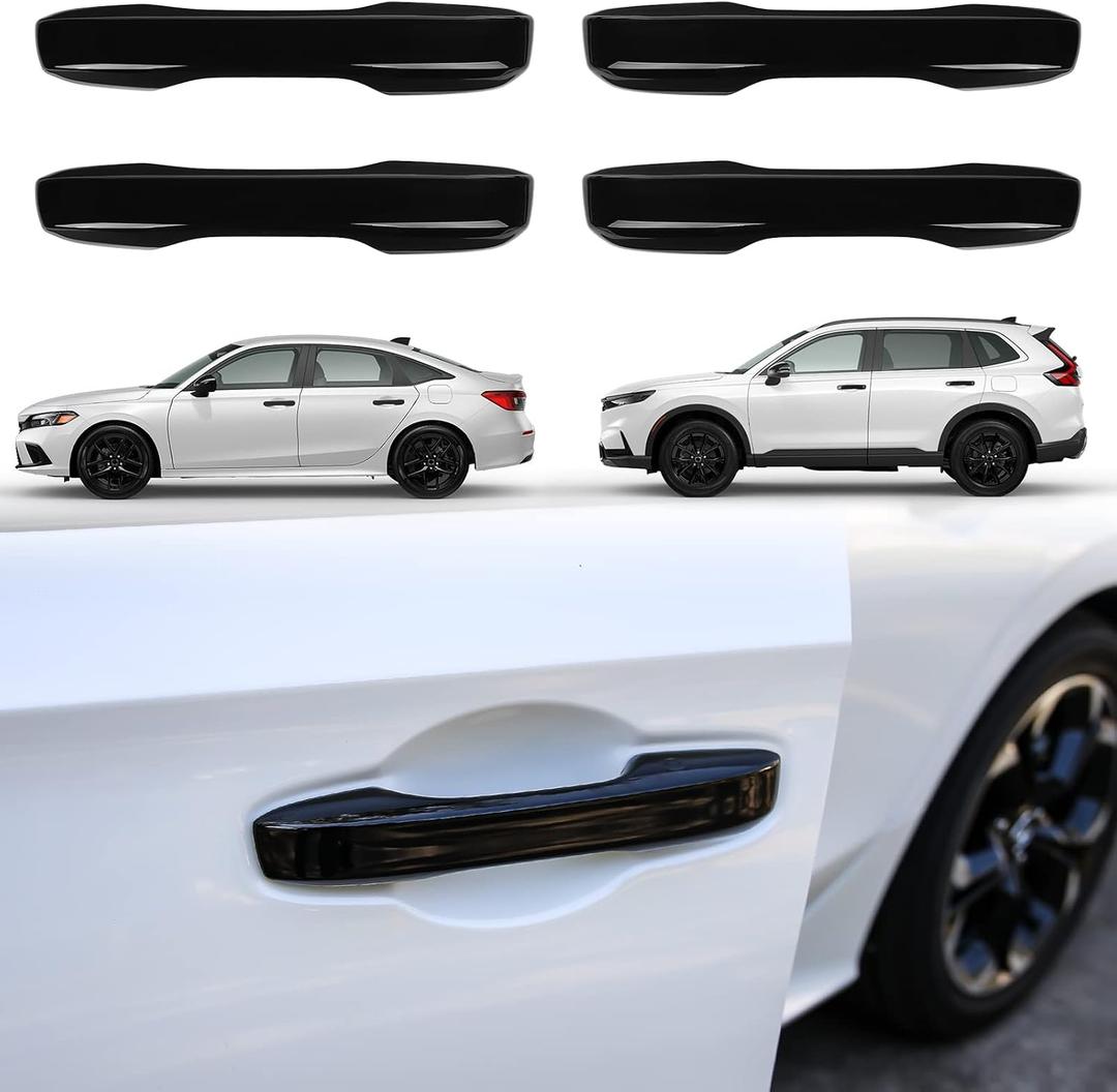Thenice for 11th Gen Civic Door Handle Cover Snap-on No Tape Exterior Handle Protection Compatible with Honda Civic 2026 2025 2024 2023 2022 Accessories, Accord CR-V HR-V 2023-2026 -Piano Black