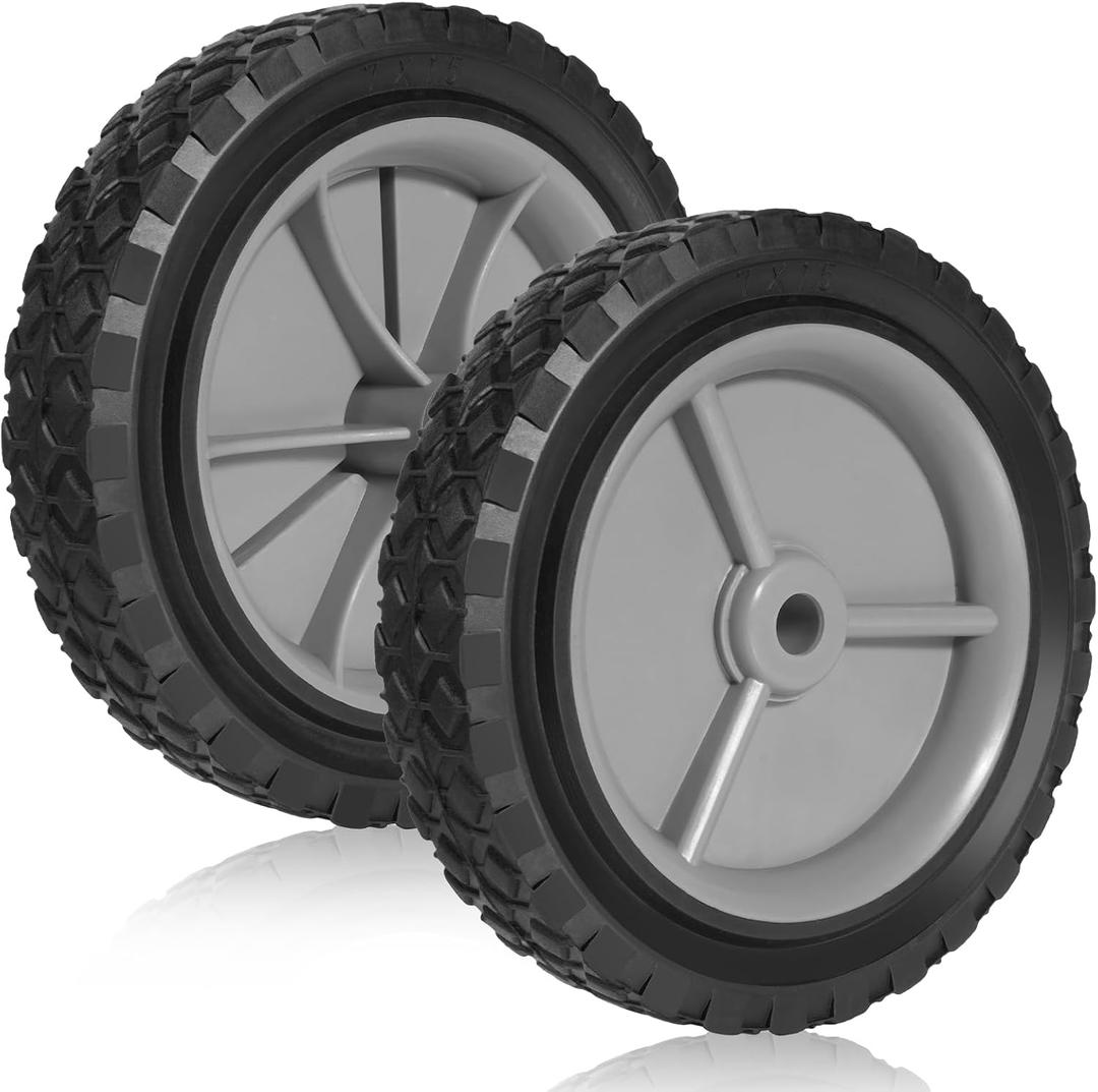ZHIYUE TIRE 7 inch Heavy-Duty Rubber Wheels 2-Pack w/1/2 Bore, 1-1/2 Wide, 100LB Capacity - Fits Oregon 72-107, Craftsman, MTD, Radio Flyer, BBQ CartsGray
