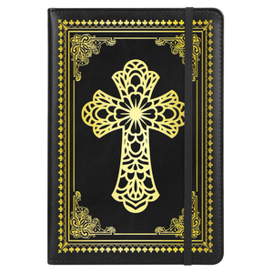 Christian Notebook Gifts for Women Men,Religious Bible Verse Notebook,Faith Prayer Journal for Women Christian Easter Gifts School Supplies (A6 Cross Black)