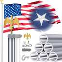 Heavy Duty Flag Pole 25 FT Flag Poles for Outside House,12 Gauge Extra Thick Aluminum Flagpole for 3x5 Flags Outdoor, American Flags for Outside with Pole Kit for Residential or Commercial